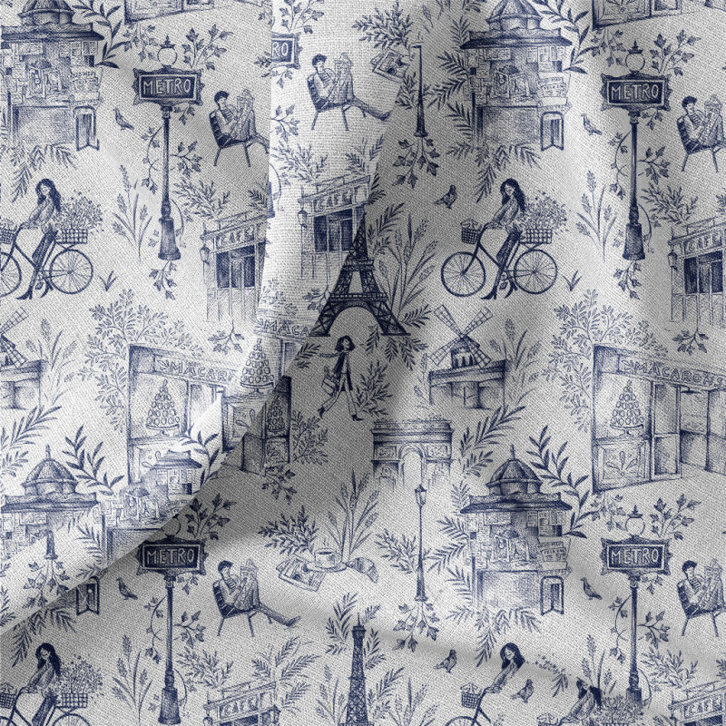 Printed Half Panama BAGUETTE White / Blue